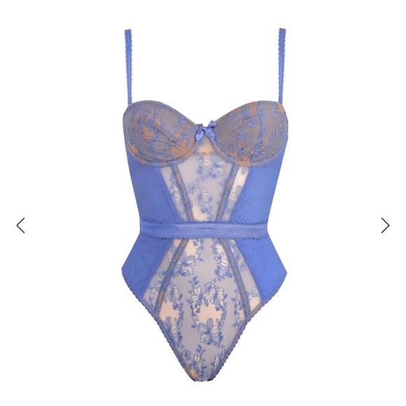 NWT Agent Provocateur Florella Corset Bodysuit Cornflower 32D - Picture 4 of 12